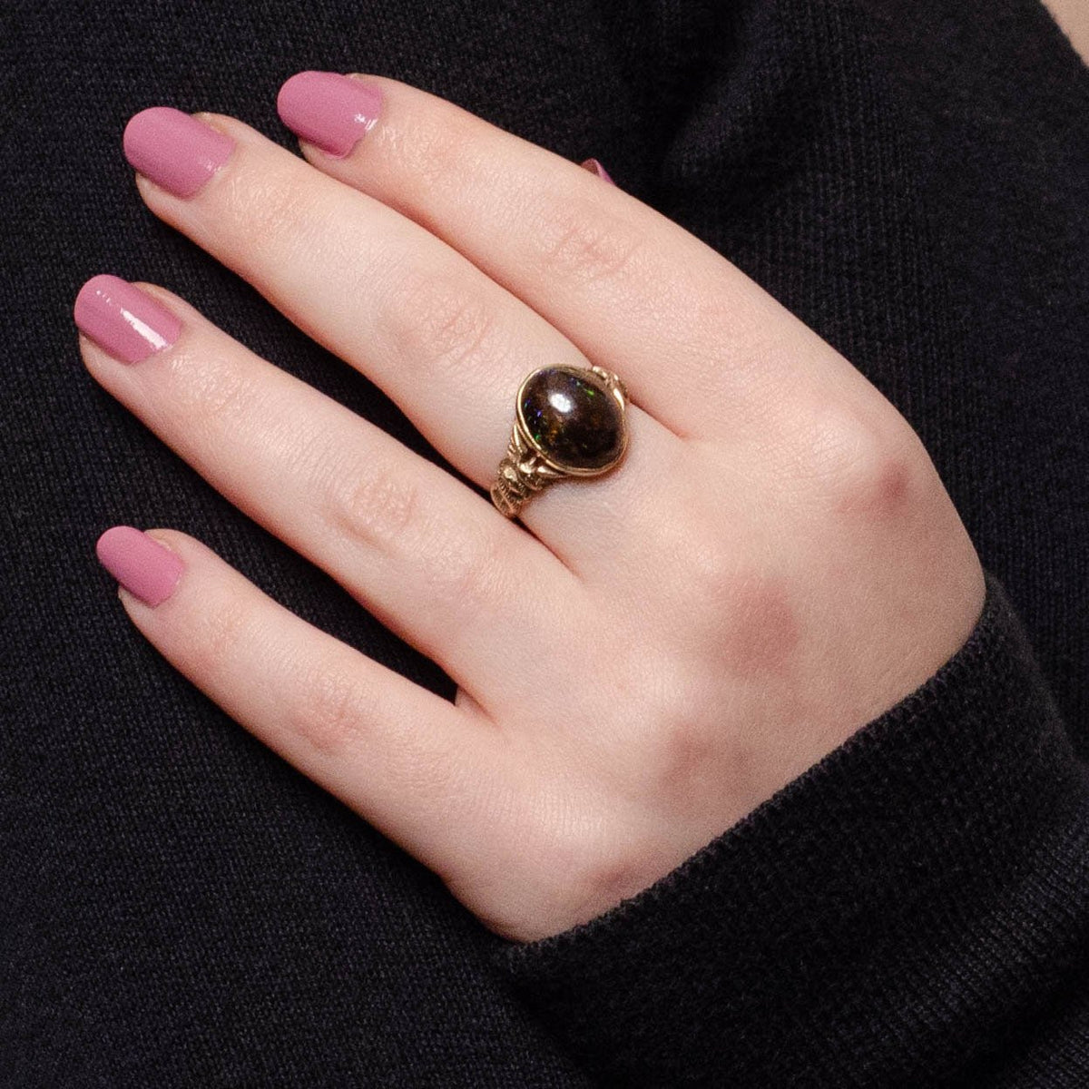 Boulder Opal Caduceus Ring of 14k Gold - Trademark Antiques