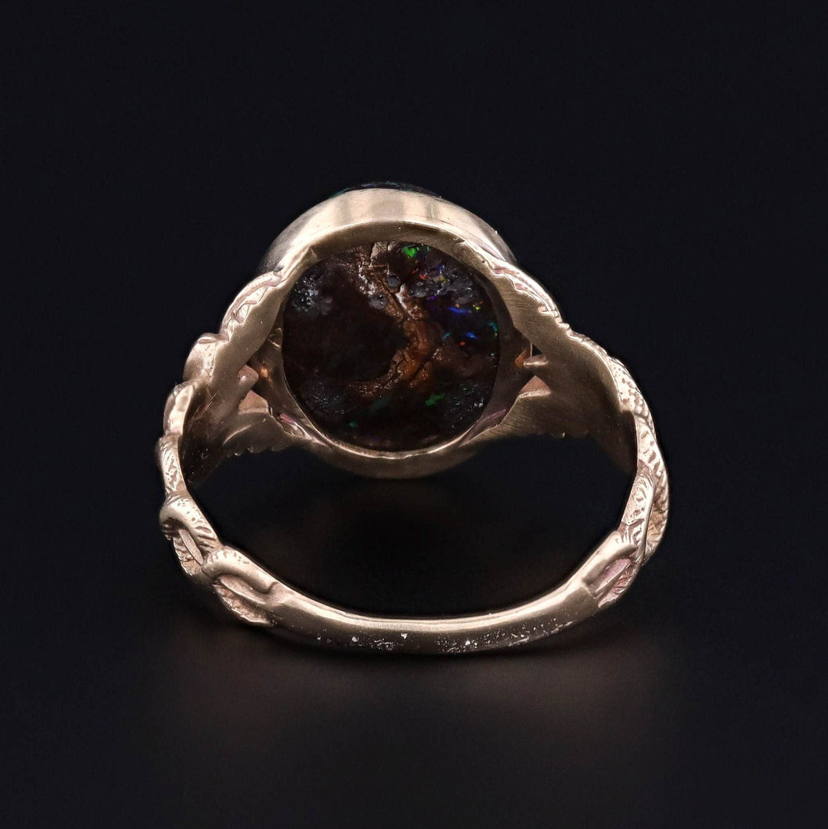 Boulder Opal Caduceus Ring of 14k Gold - Trademark Antiques