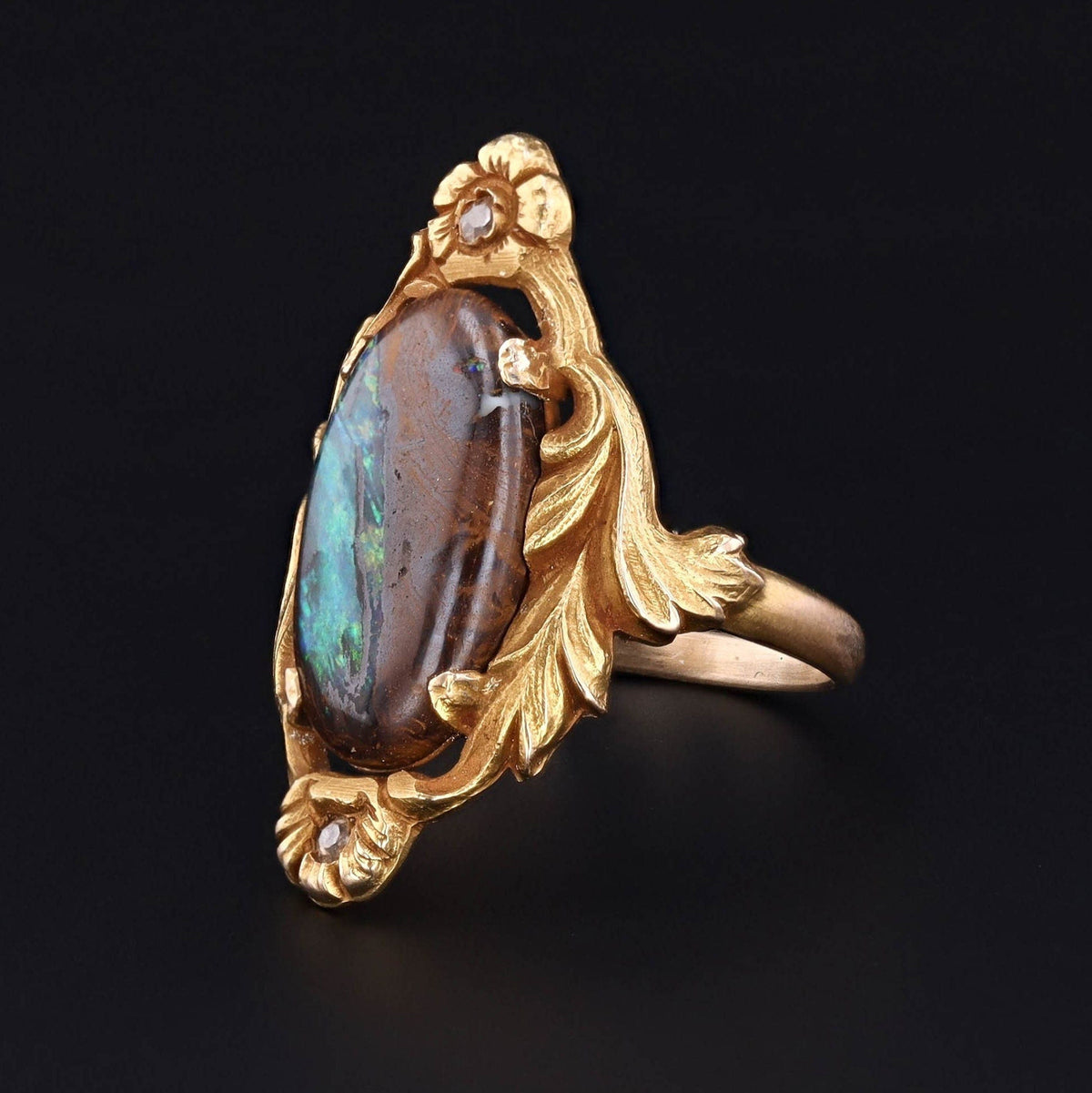 Boulder Opal Ring | 10k Gold Ring - Trademark Antiques