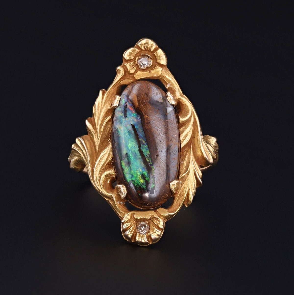 Boulder Opal Ring | 10k Gold Ring - Trademark Antiques