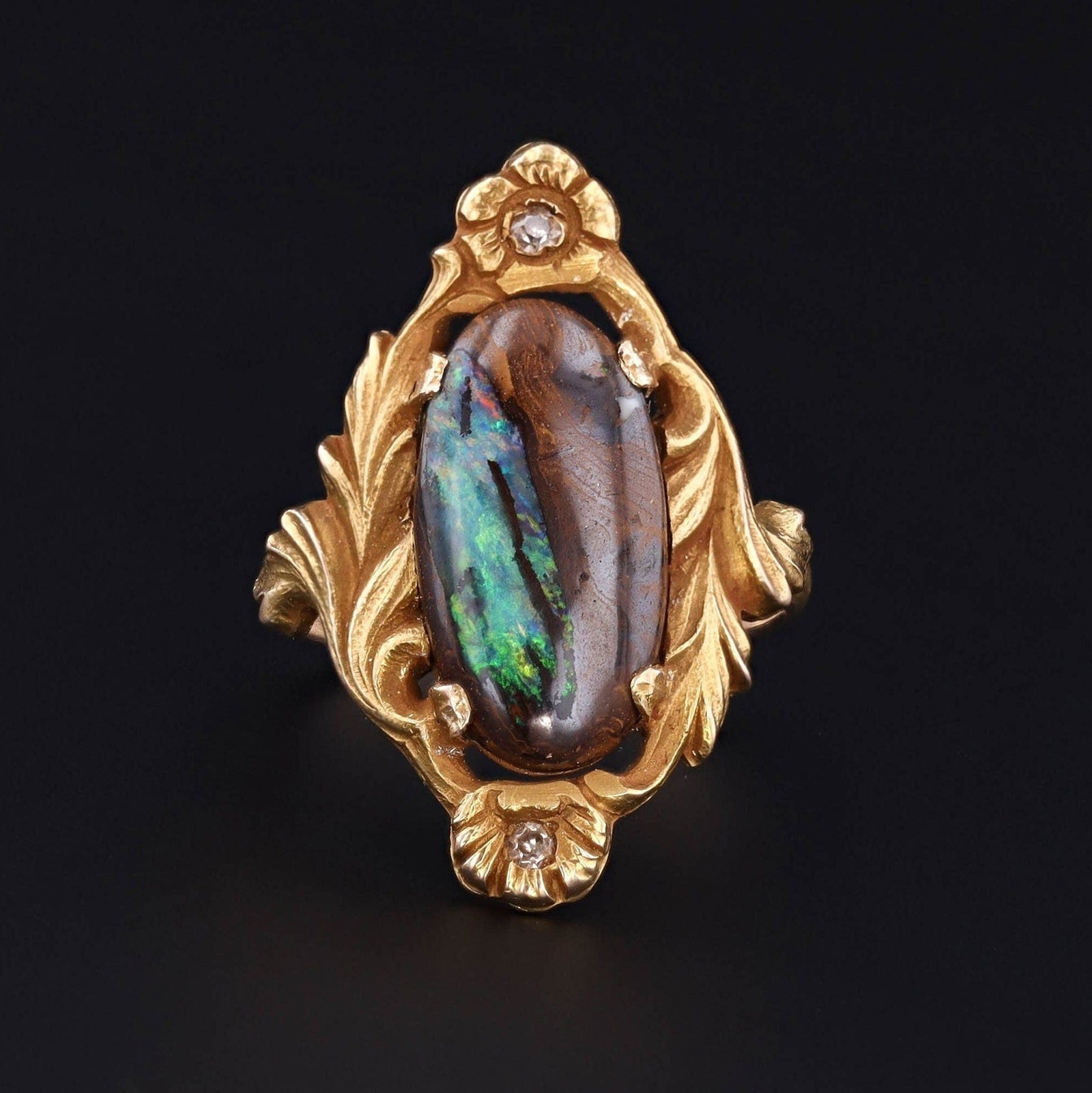 Boulder Opal Ring | 10k Gold Ring - Trademark Antiques