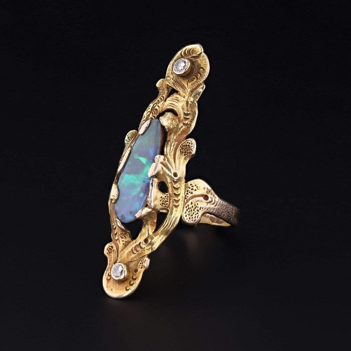 Boulder Opal Ring | 10k Gold Ring - Trademark Antiques