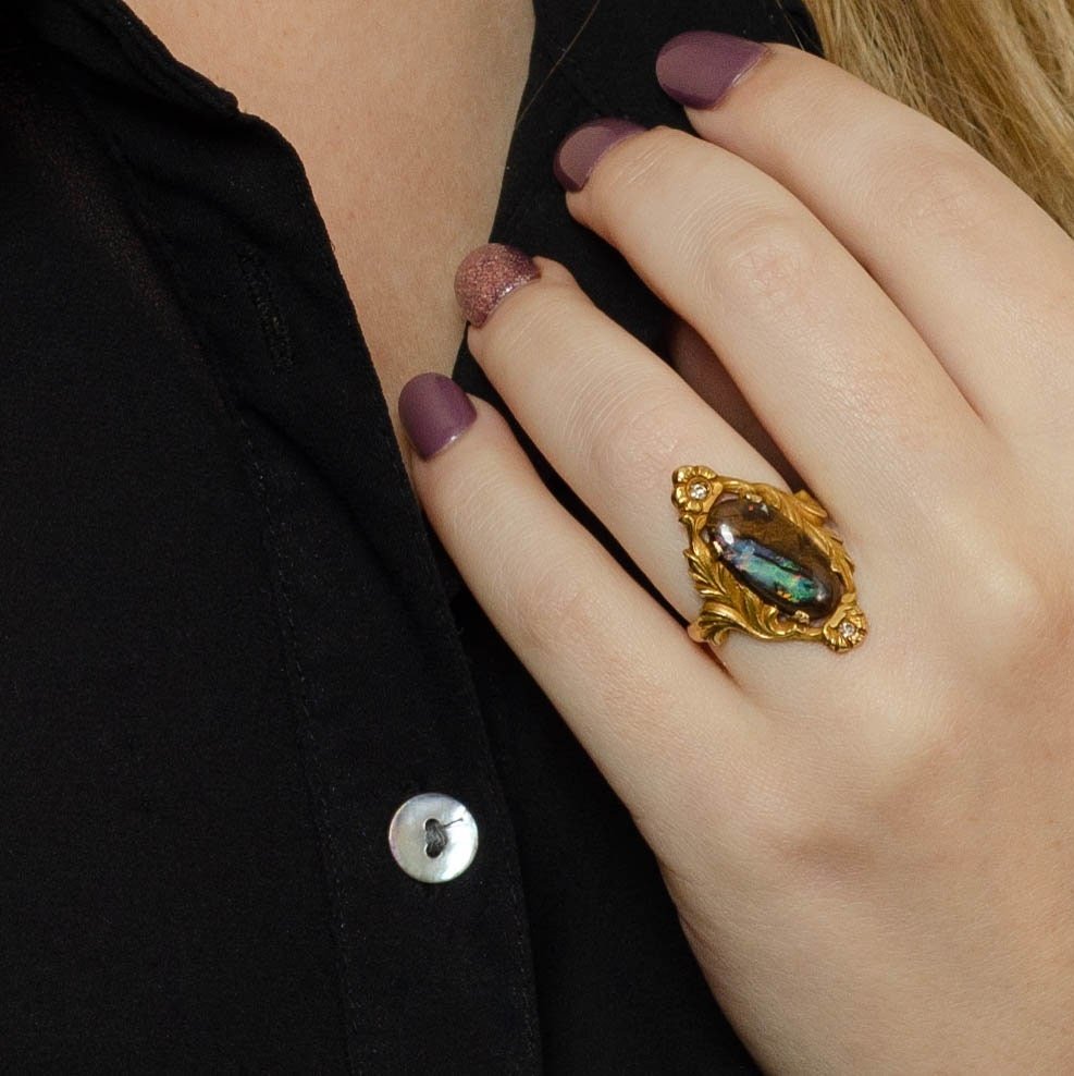 Boulder Opal Ring | 10k Gold Ring - Trademark Antiques