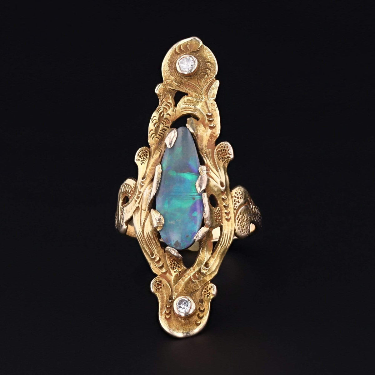Boulder Opal Ring | 10k Gold Ring - Trademark Antiques