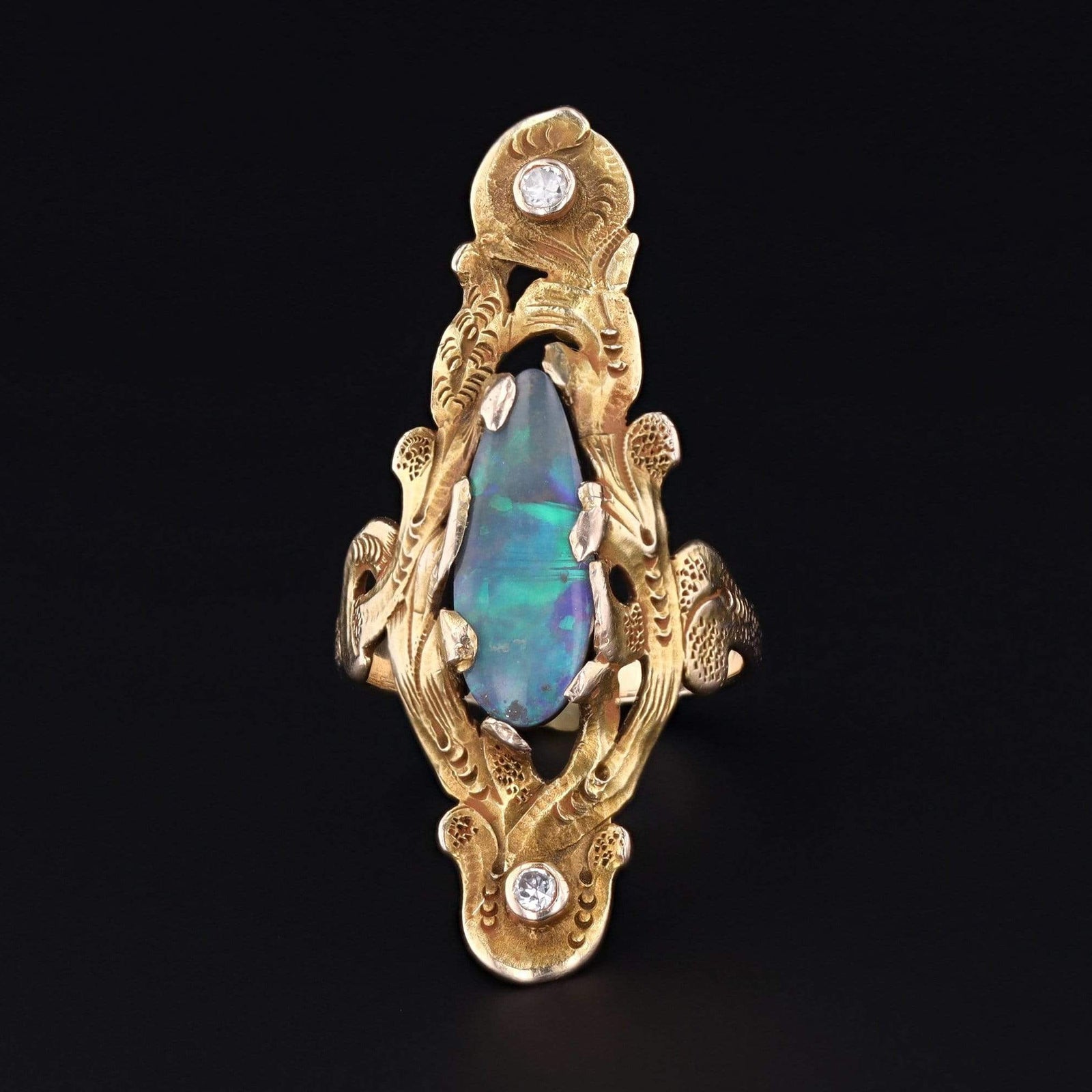 Boulder Opal Ring | 10k Gold Ring - Trademark Antiques