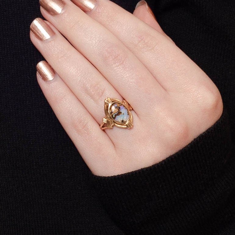 Boulder Opal Ring | 10k Gold Ring - Trademark Antiques