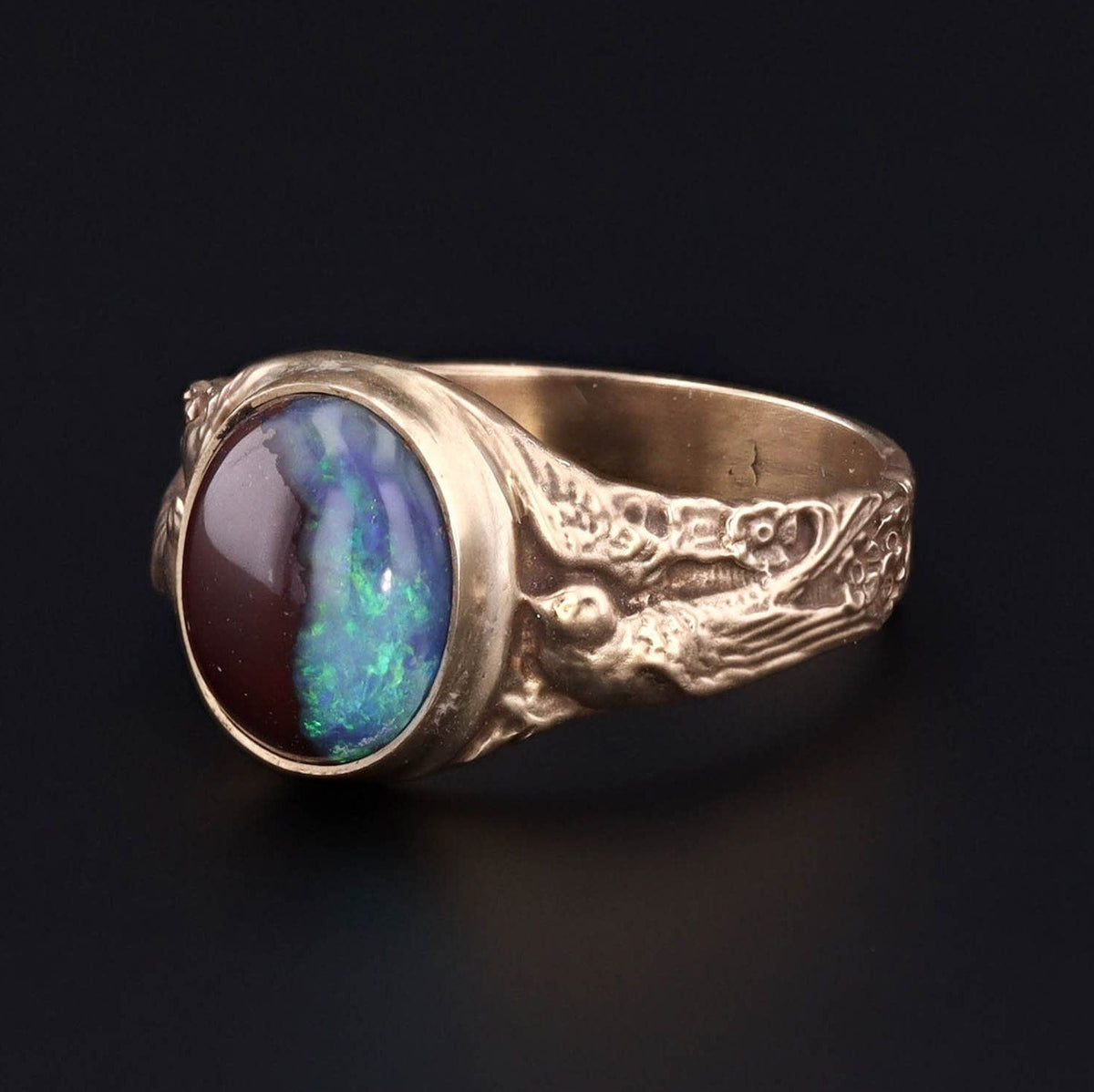 Boulder Opal Ring | 14k Gold Boulder Bird Ring - Trademark Antiques