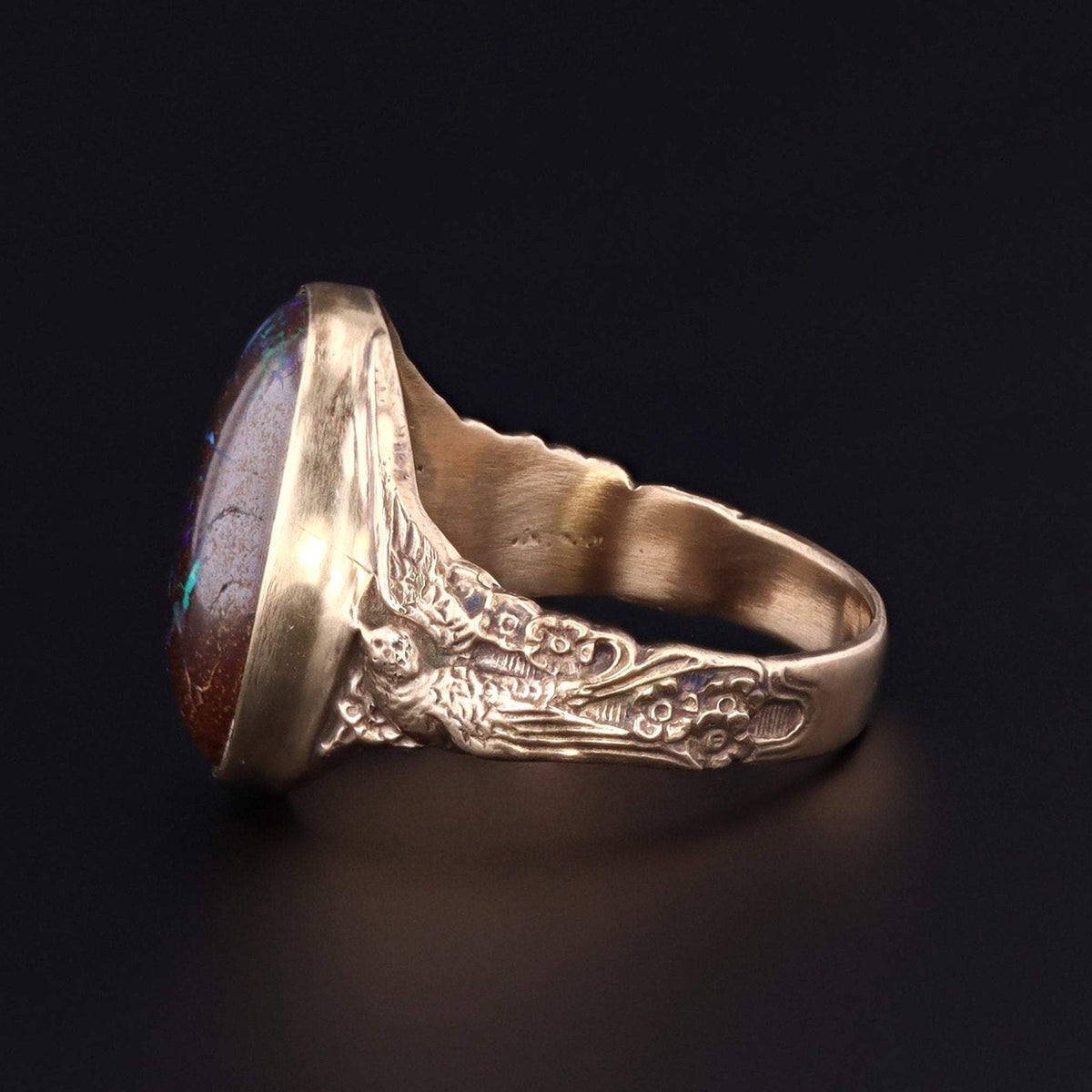 Boulder Opal Ring | 14k Gold Boulder Bird Ring - Trademark Antiques