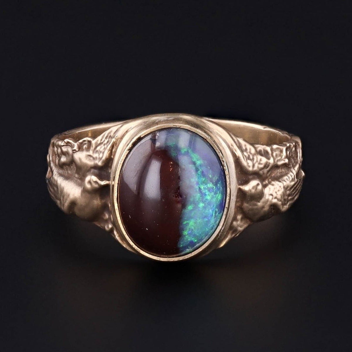 Boulder Opal Ring | 14k Gold Boulder Bird Ring - Trademark Antiques