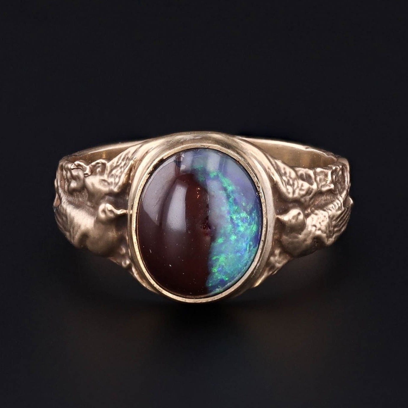 Boulder Opal Ring | 14k Gold Boulder Bird Ring - Trademark Antiques