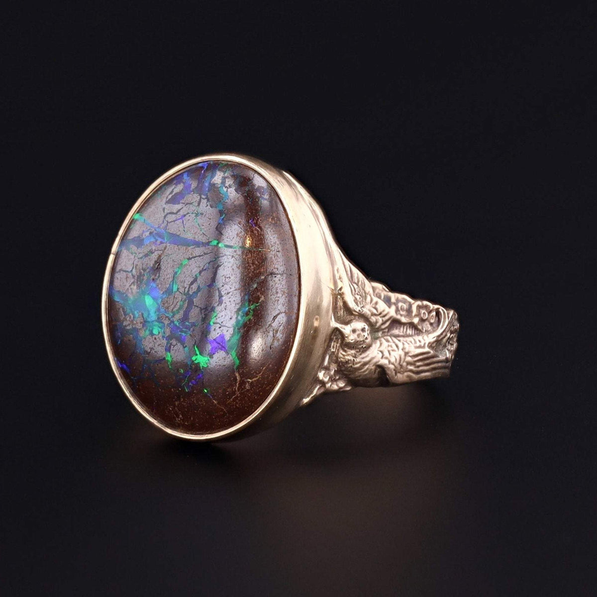 Boulder Opal Ring | 14k Gold Boulder Bird Ring - Trademark Antiques