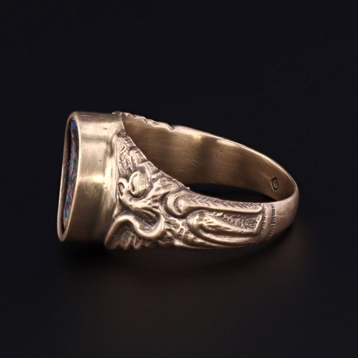 Boulder Opal Ring | 14k Gold &amp; Boulder Opal Griffin Ring - Trademark Antiques