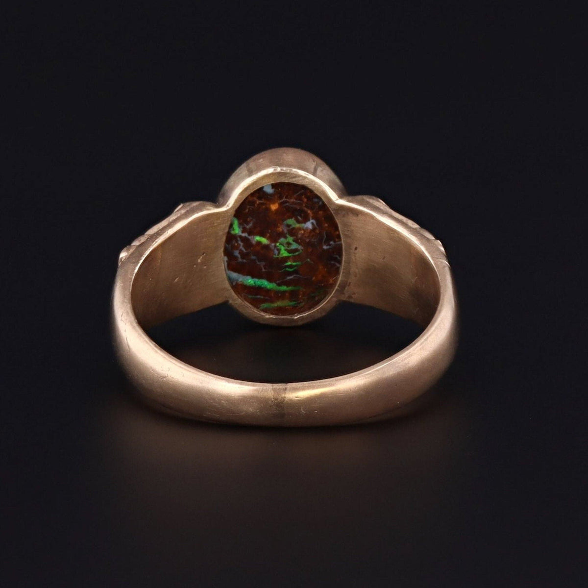Boulder Opal Ring | 14k Gold &amp; Boulder Opal Pharaoh Ring - Trademark Antiques