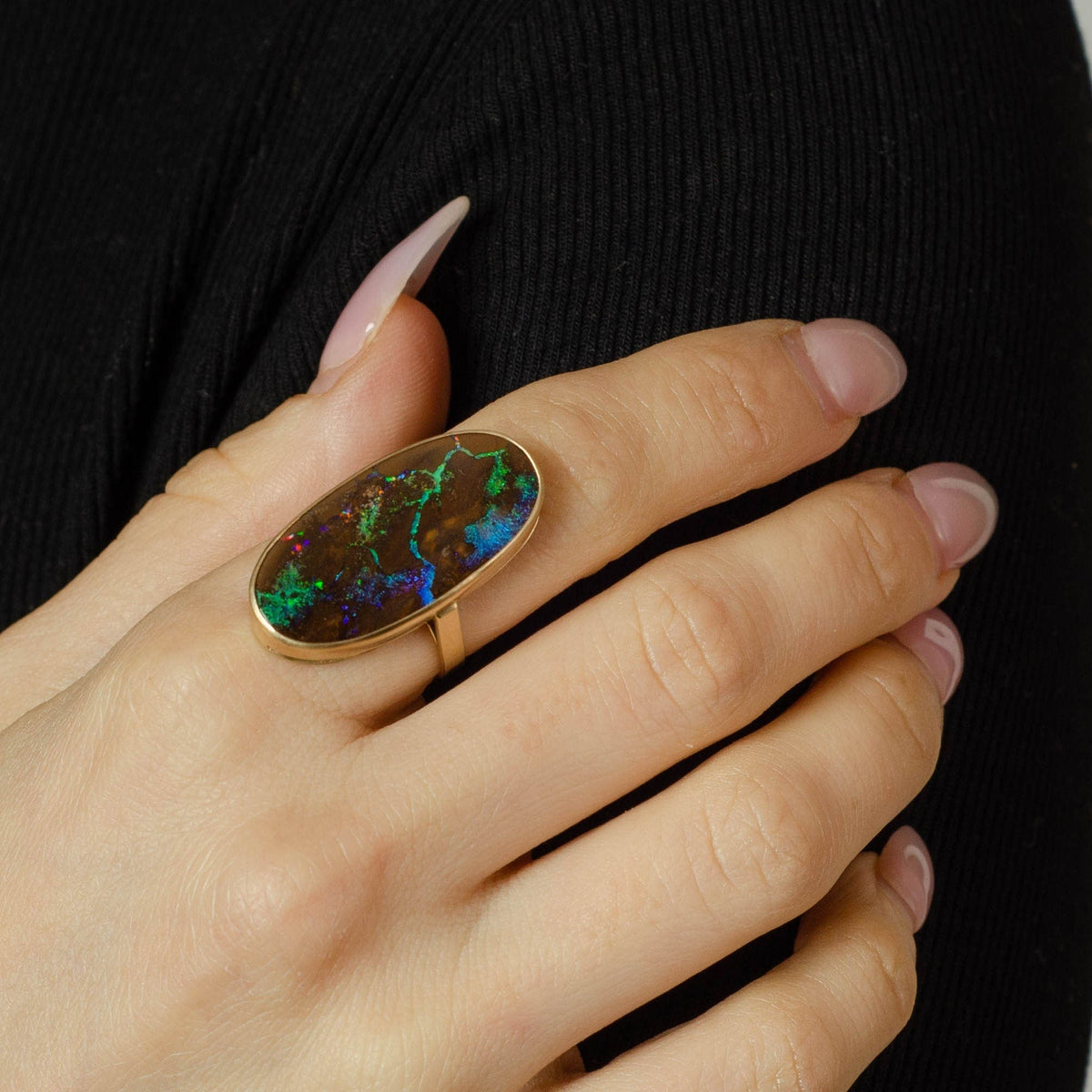 Boulder Opal Ring | 14k Gold Ring - Trademark Antiques