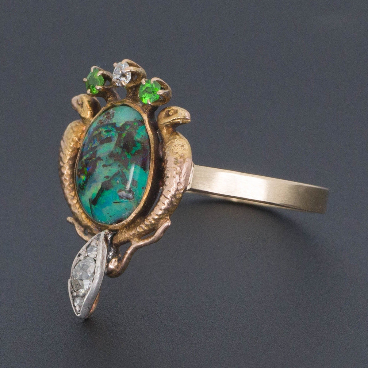 Boulder Opal Ring | Antique Pin Conversion Ring - Trademark Antiques