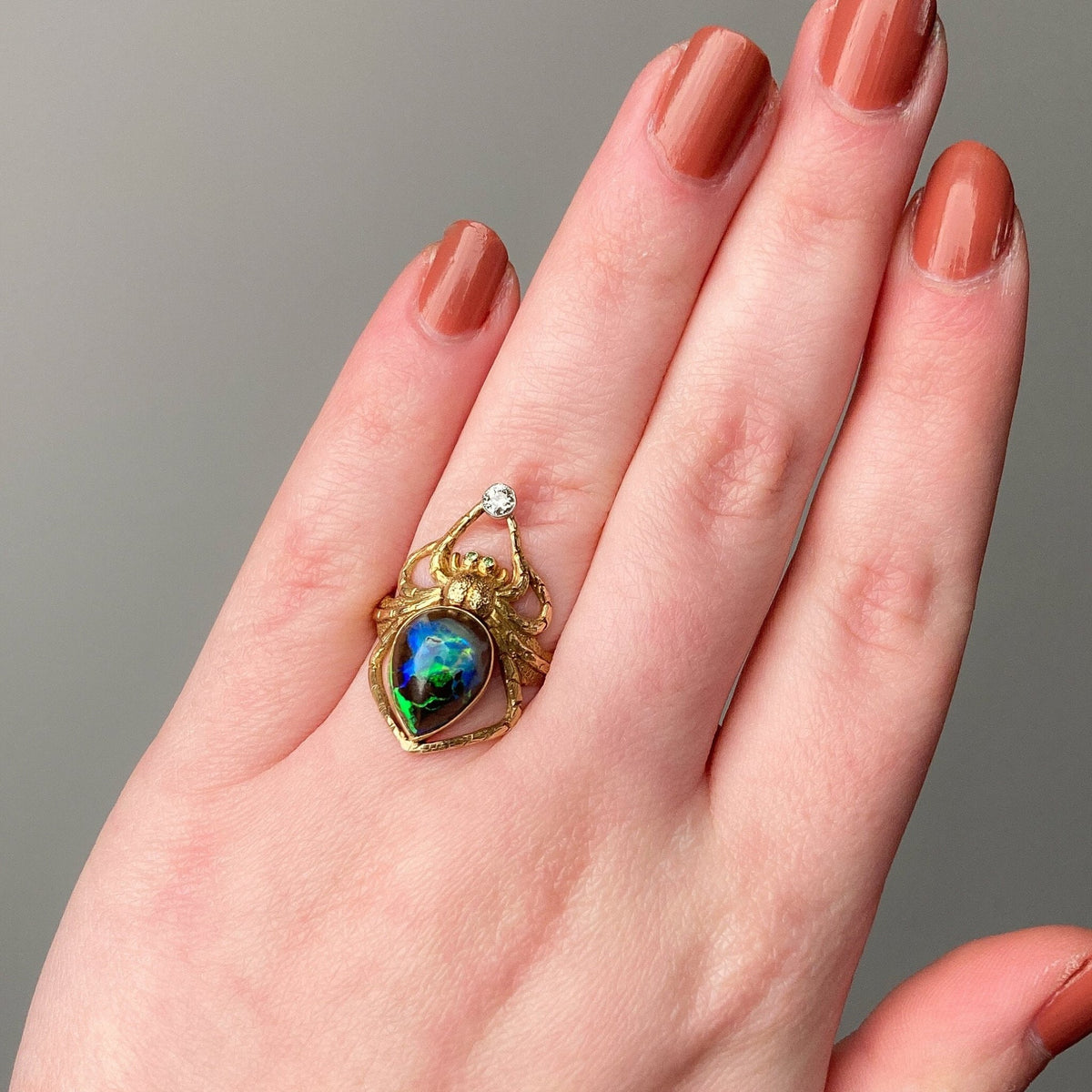Boulder Opal Spider Ring of 14k Gold - Trademark Antiques