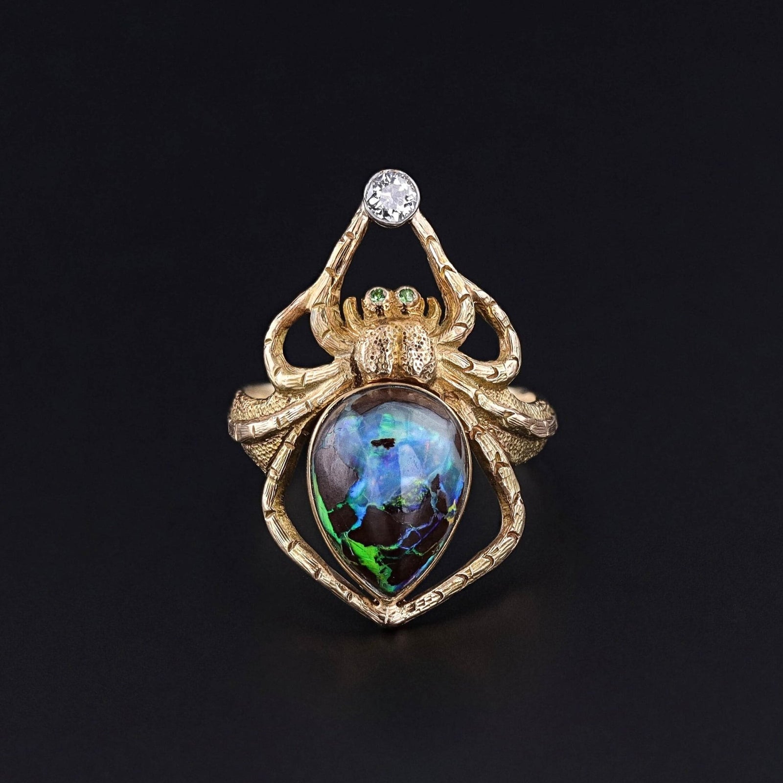Boulder Opal Spider Ring of 14k Gold - Trademark Antiques