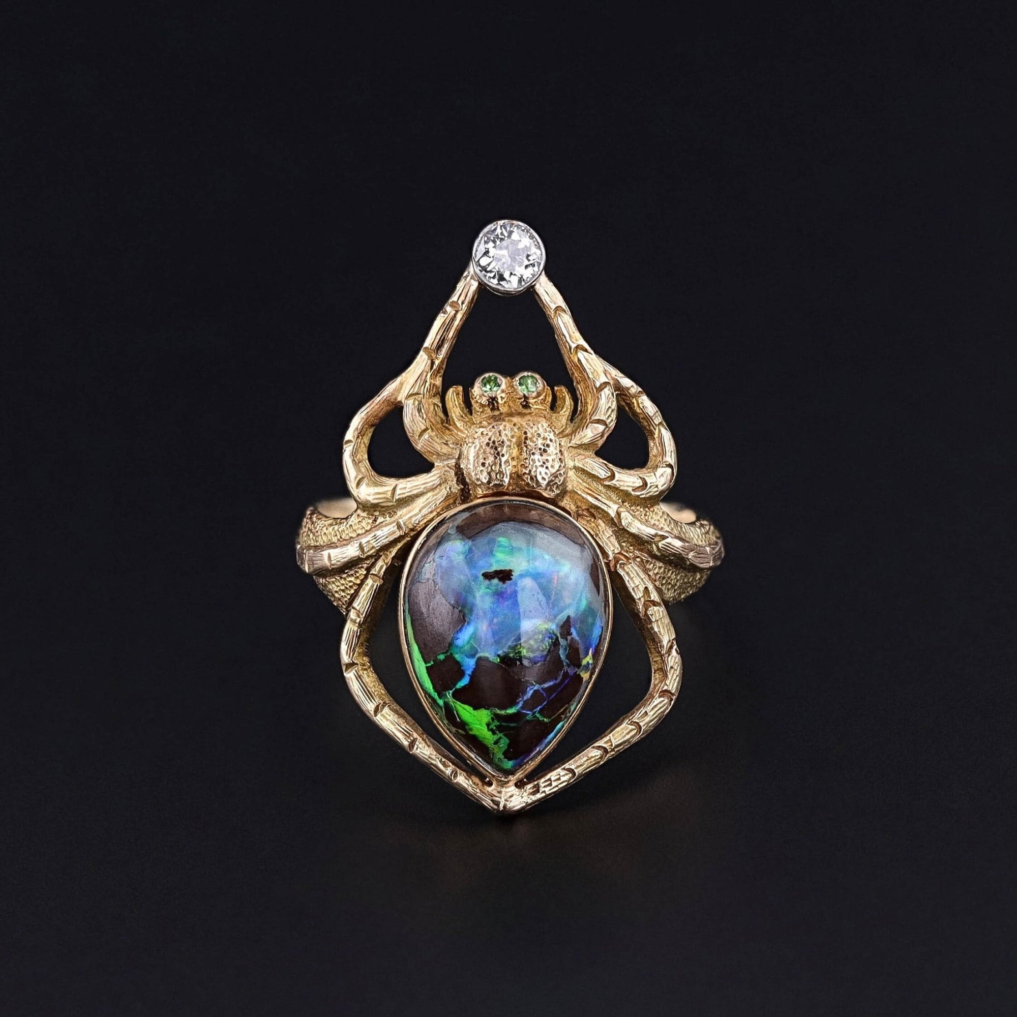 Boulder Opal Spider Ring of 14k Gold - Trademark Antiques