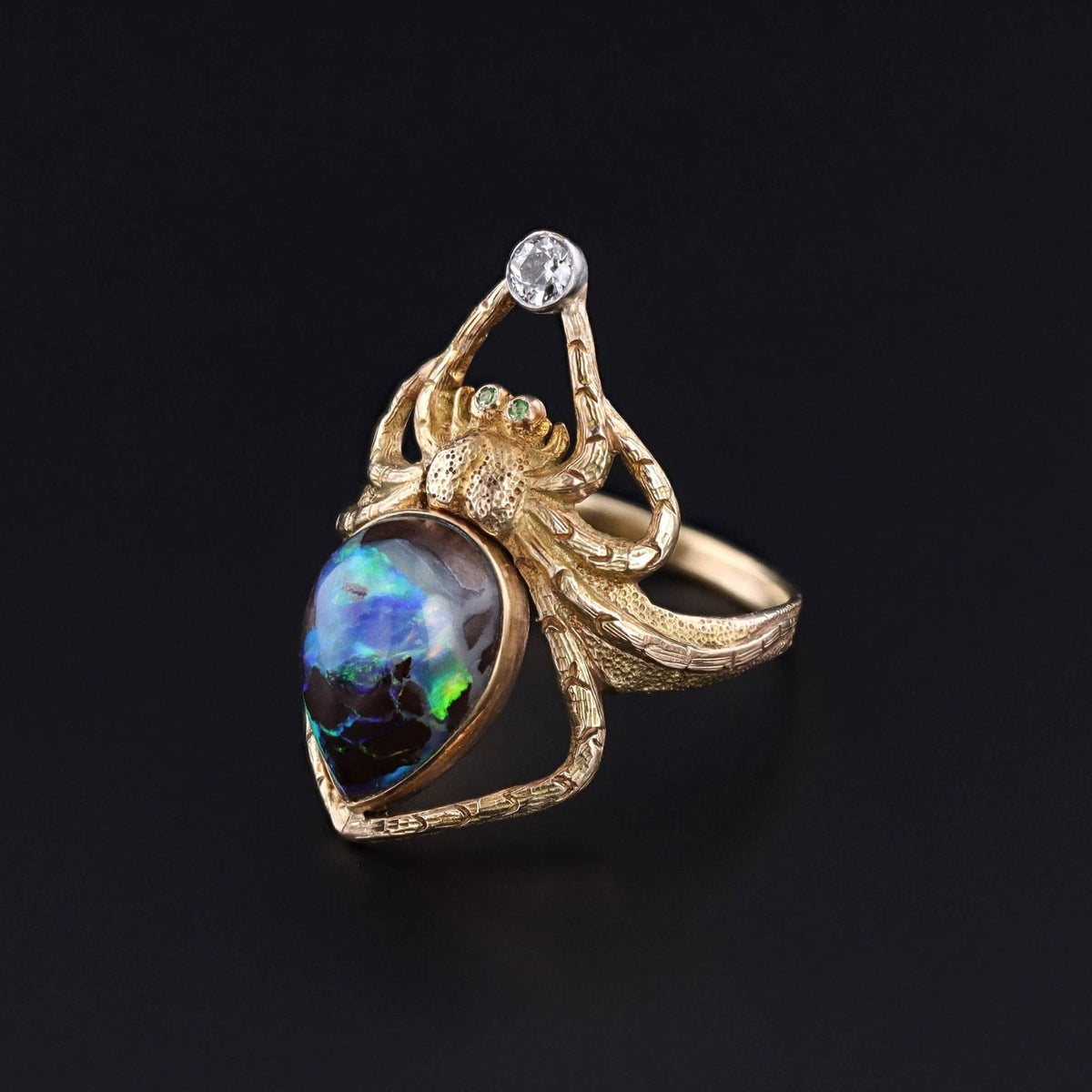 Boulder Opal Spider Ring of 14k Gold - Trademark Antiques