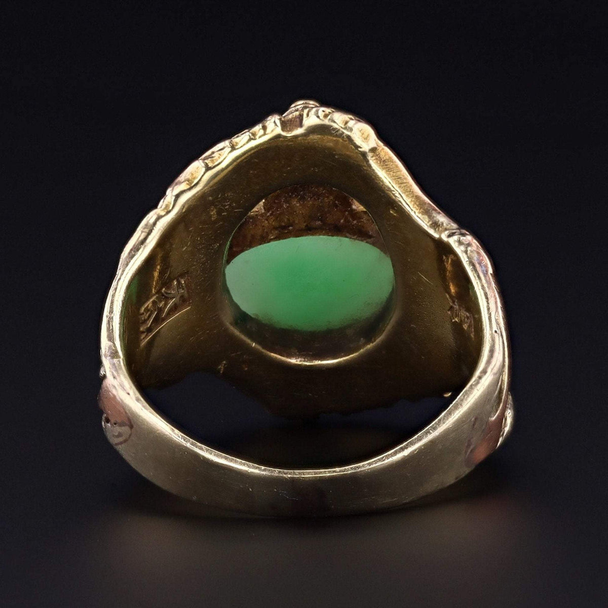 Buddha Ring | 14k Gold &amp; Jade Ring - Trademark Antiques