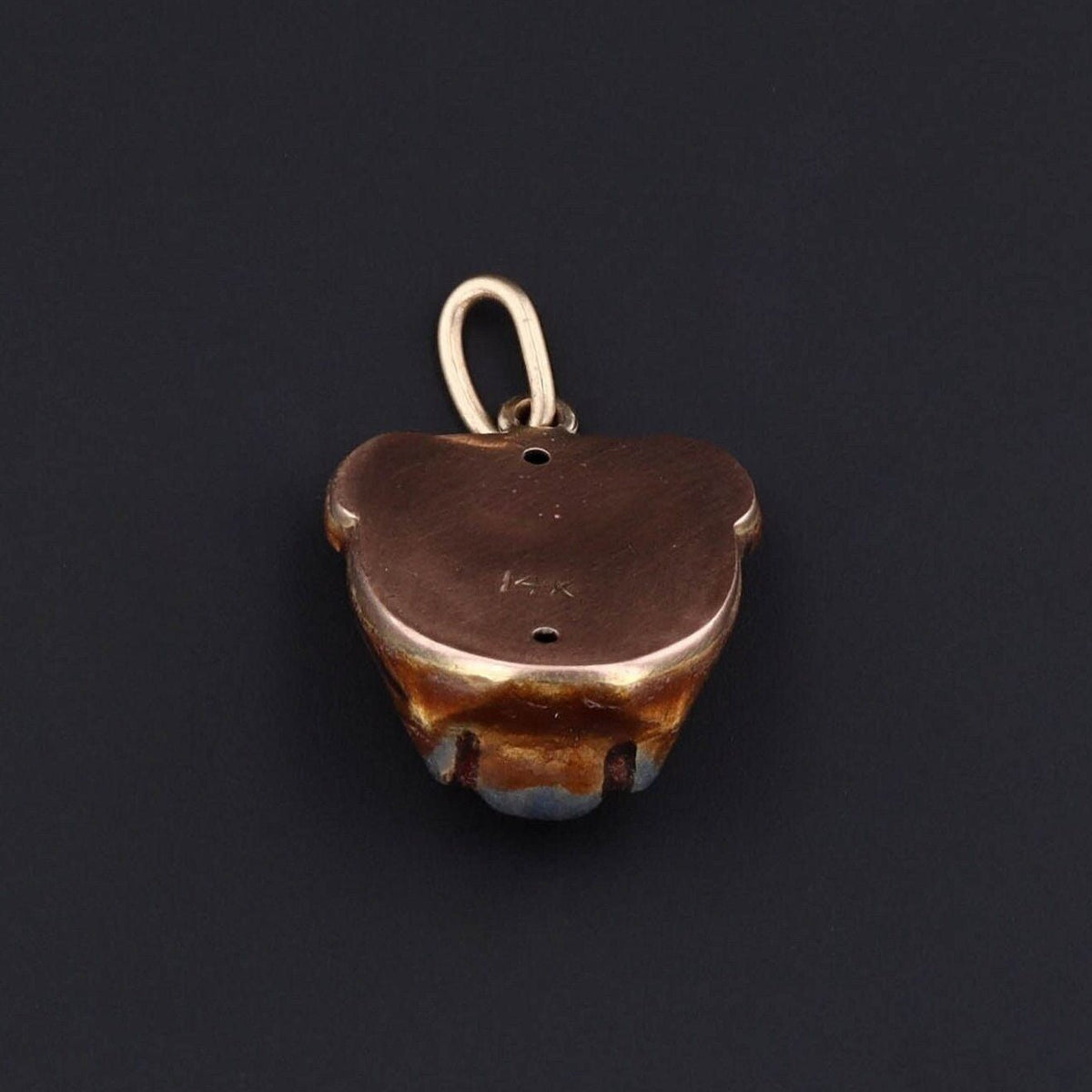 Bulldog Charm | 14k Gold, Enamel &amp; Diamond Charm - Trademark Antiques