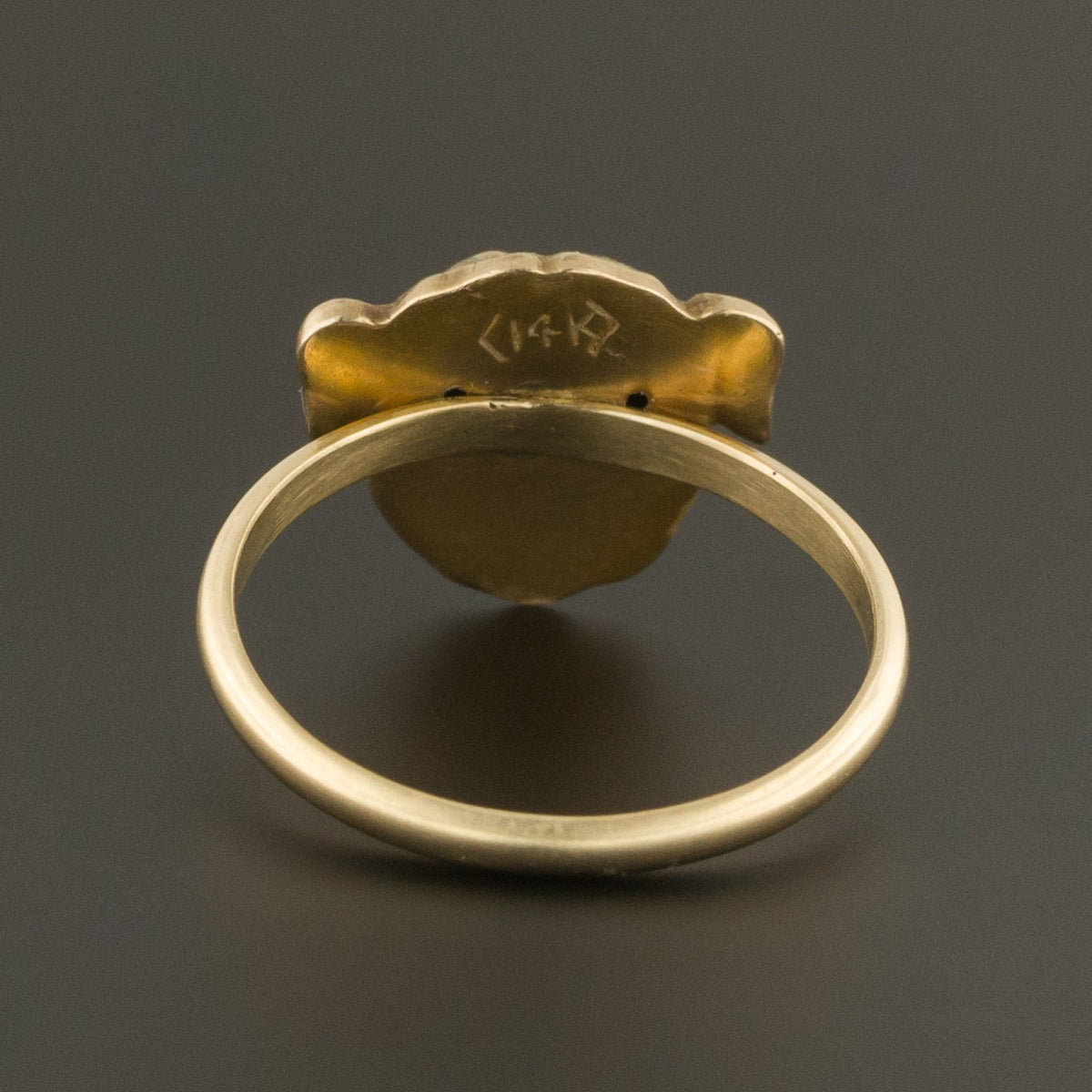 Bulldog Ring | 14k Gold &amp; Diamond Bulldog Ring - Trademark Antiques