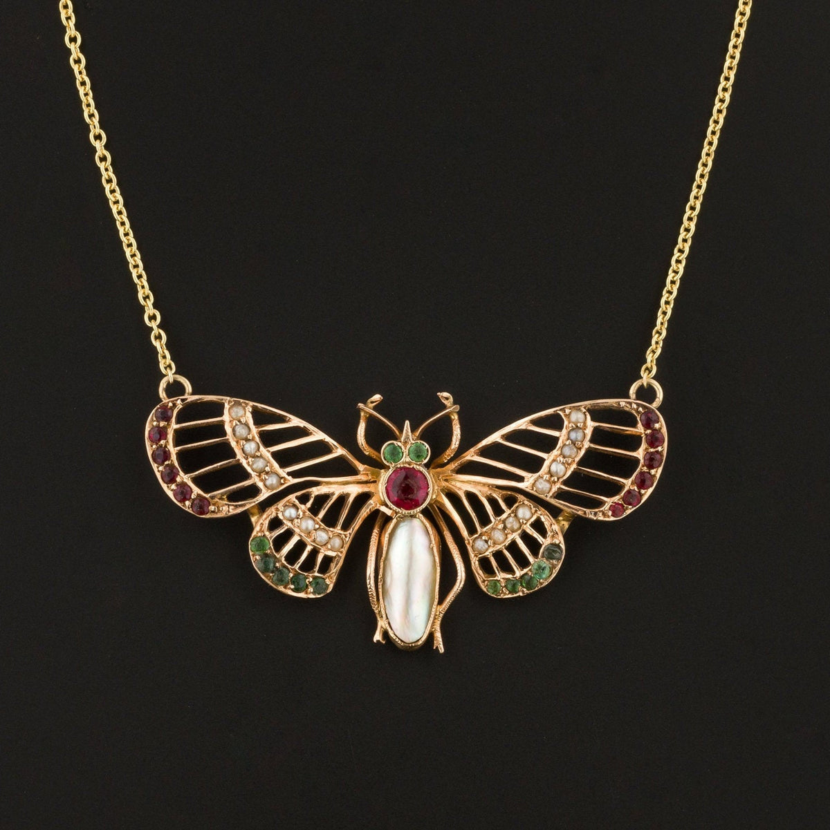 Butterfly Necklace | 14k Gold Butterfly - Trademark Antiques