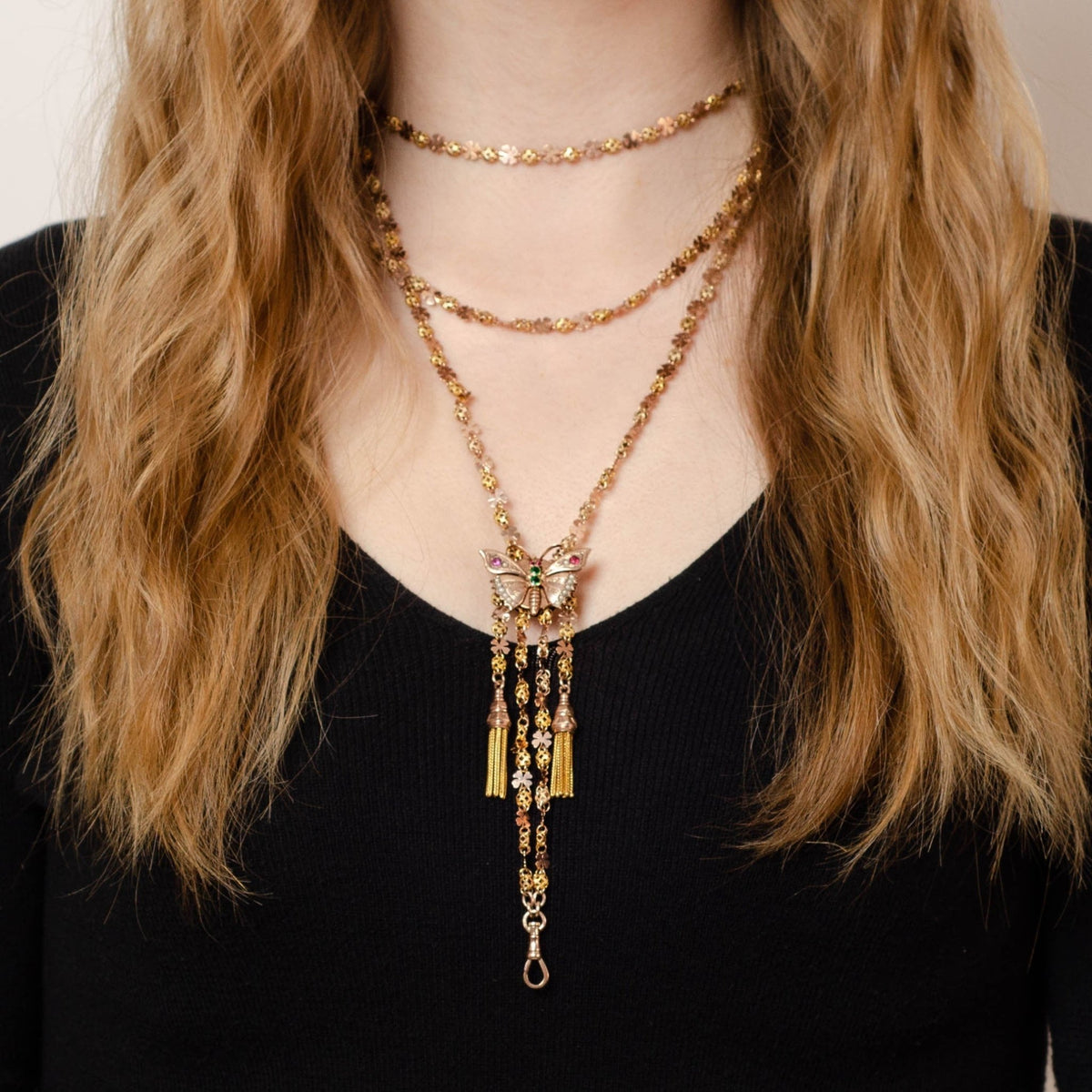 Butterfly Necklace | Slide Chain Necklace - Trademark Antiques