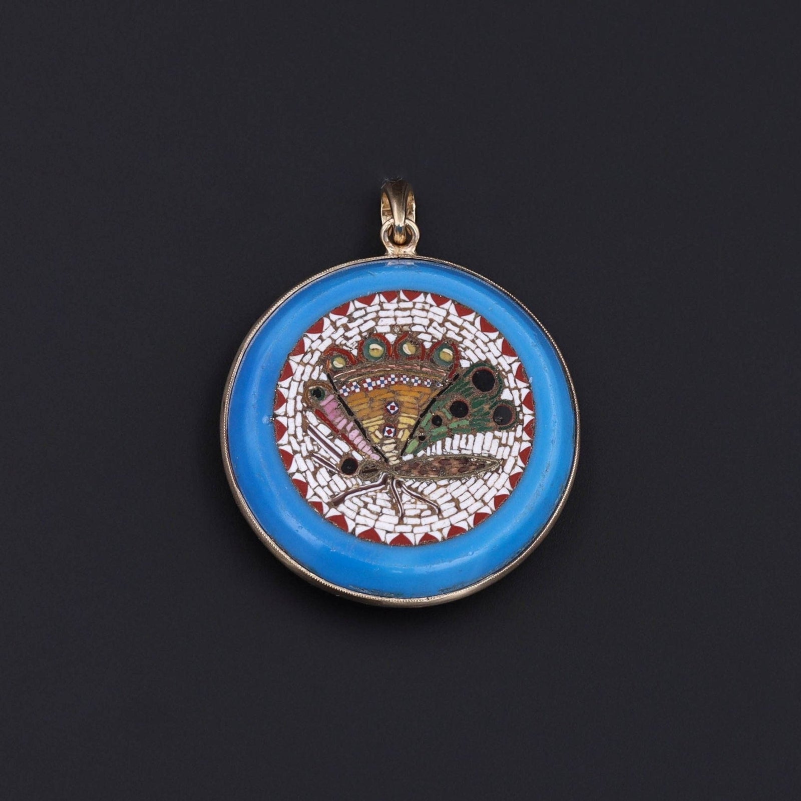 Butterfly Pendant | Micromosaic Pendant - Trademark Antiques