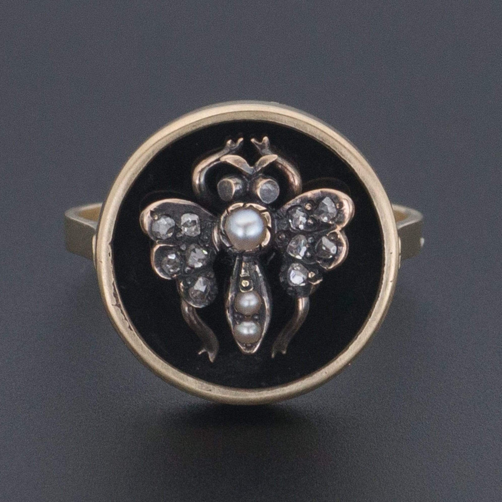 Butterfly Ring | Diamond & Onyx Butterfly Ring - Trademark Antiques