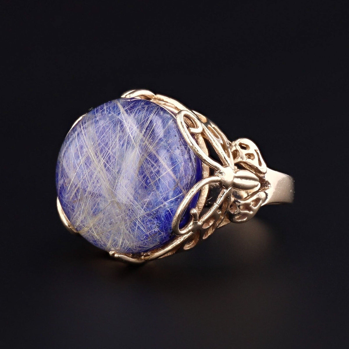 Butterfly Ring | Lapis &amp; Rutilated Quartz Ring - Trademark Antiques