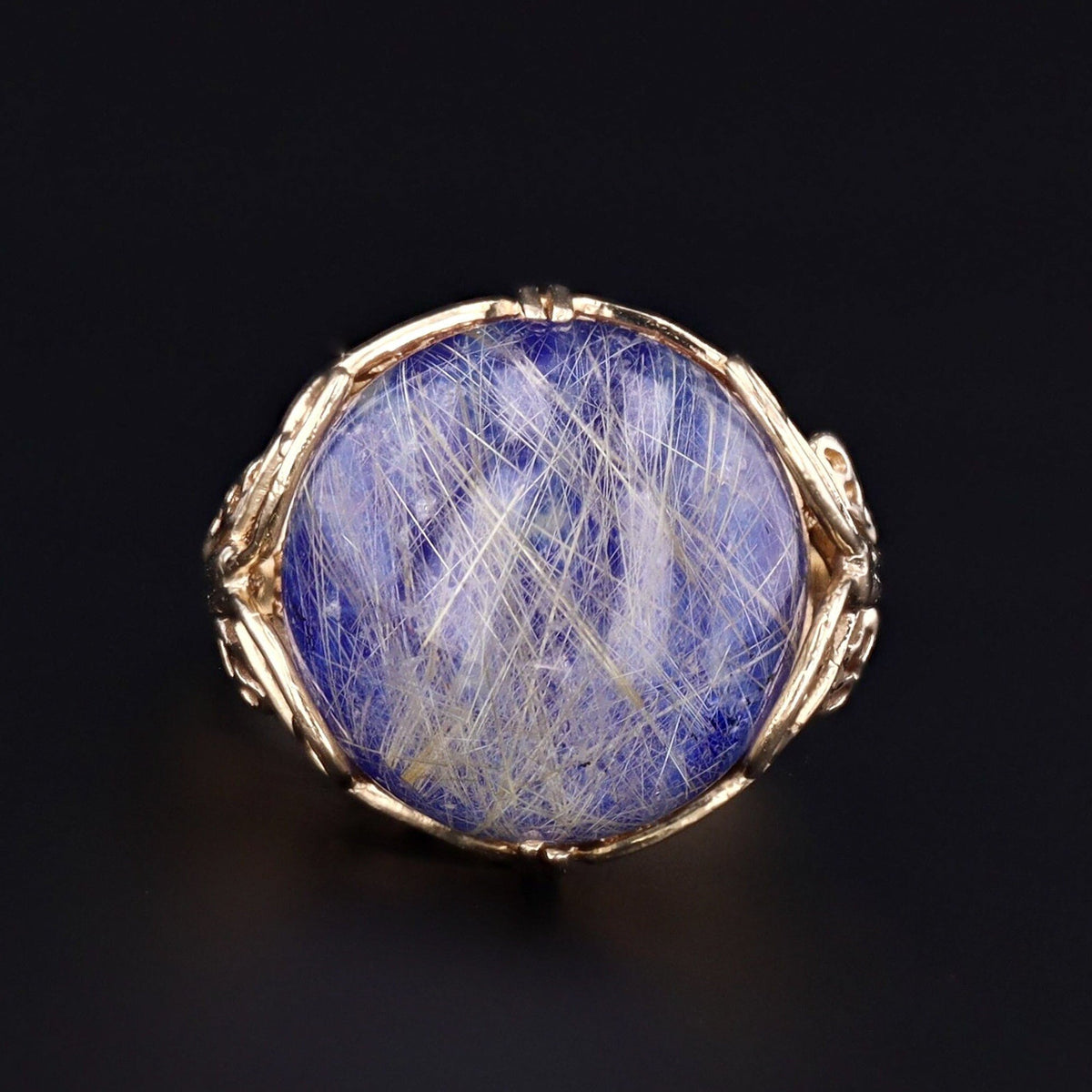 Butterfly Ring | Lapis &amp; Rutilated Quartz Ring - Trademark Antiques