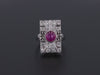 Vintage Pink Star Sapphire and Diamond Ring of 14k White Gold
