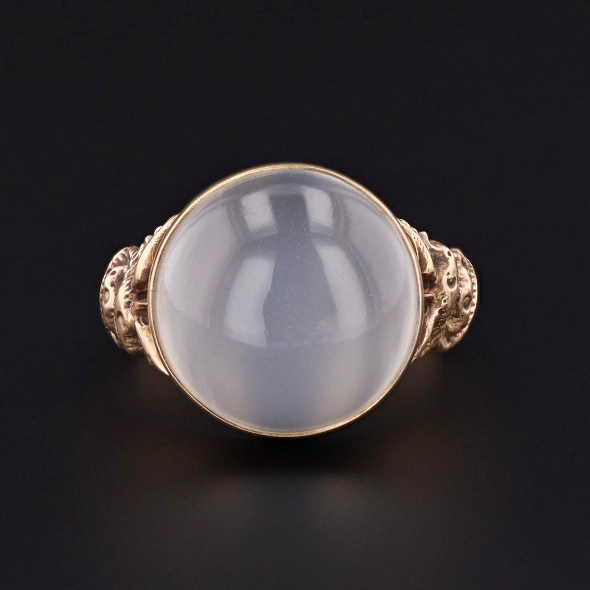 Caduceus Ring | 14k Gold &amp; Moonstone Ring - Trademark Antiques