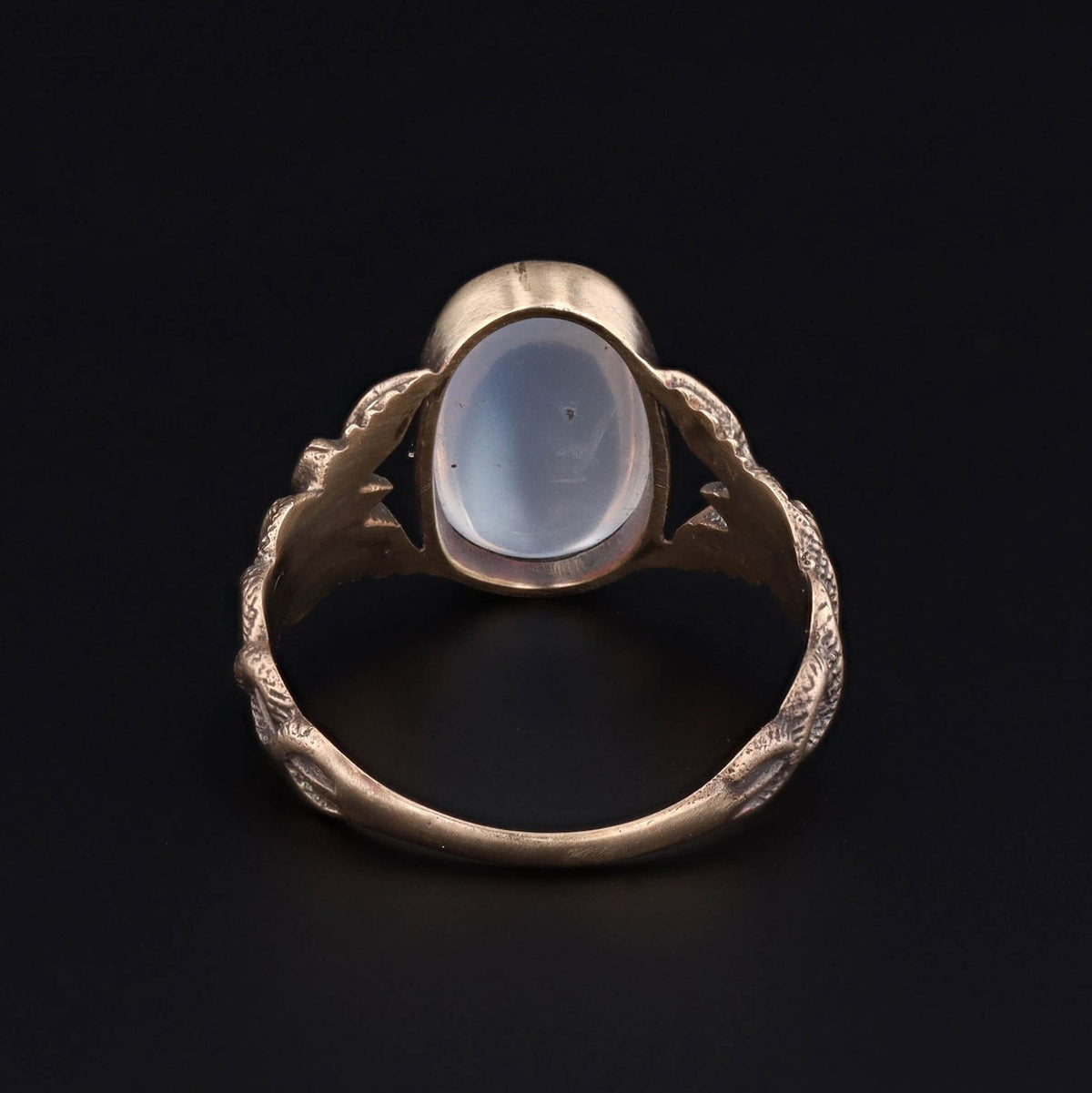 Caduceus Ring | 14k Gold &amp; Moonstone Ring - Trademark Antiques