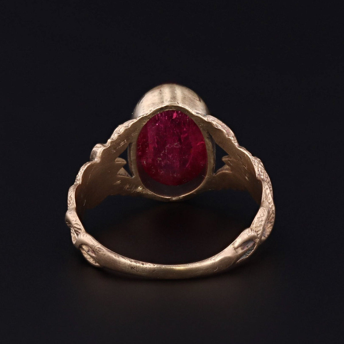 Caduceus Ring | 14k Gold &amp; Pink Tourmaline Ring - Trademark Antiques