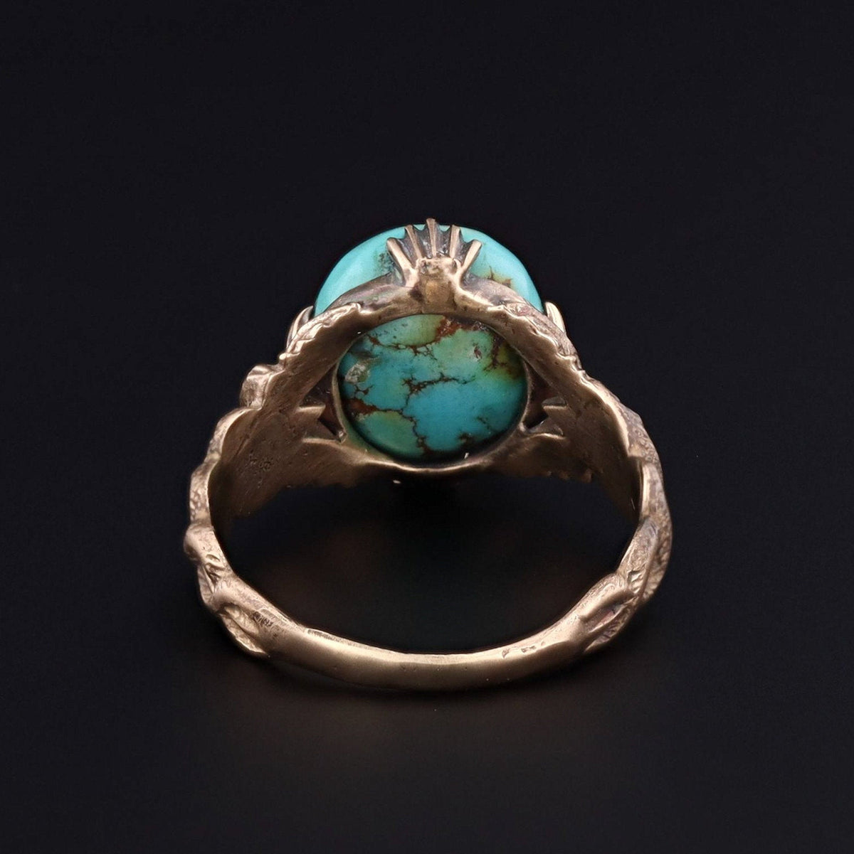 Caduceus Ring | 14k Gold &amp; Turquoise Ring - Trademark Antiques