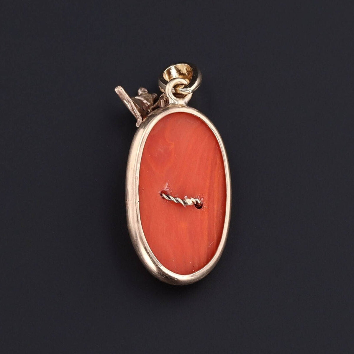 Cameo Charm | 14k Gold Coral &amp; Diamond Queen Pendant - Trademark Antiques