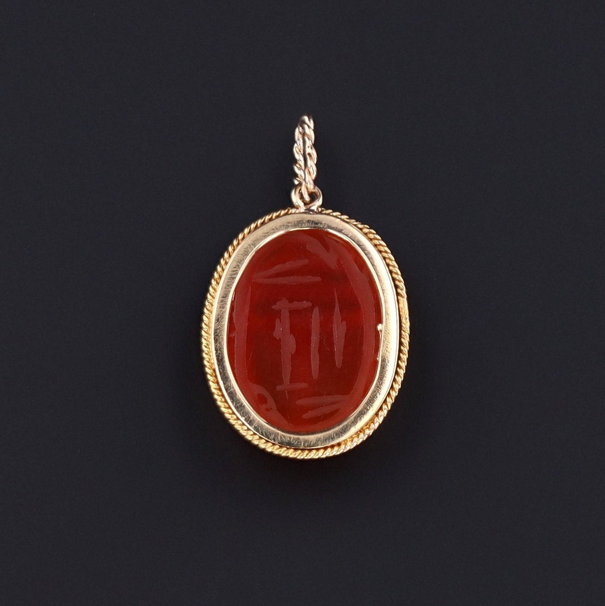 Carnelian Scarab Charm | Antique Stick Pin Conversion - Trademark Antiques