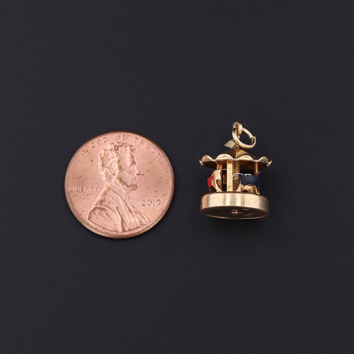 Carousel Charm | 14k Gold &amp; Enamel Charm - Trademark Antiques