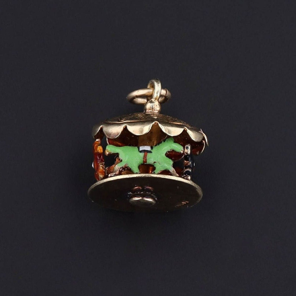 Carousel Charm or Pendant | 14k Gold &amp; Enamel Charm - Trademark Antiques