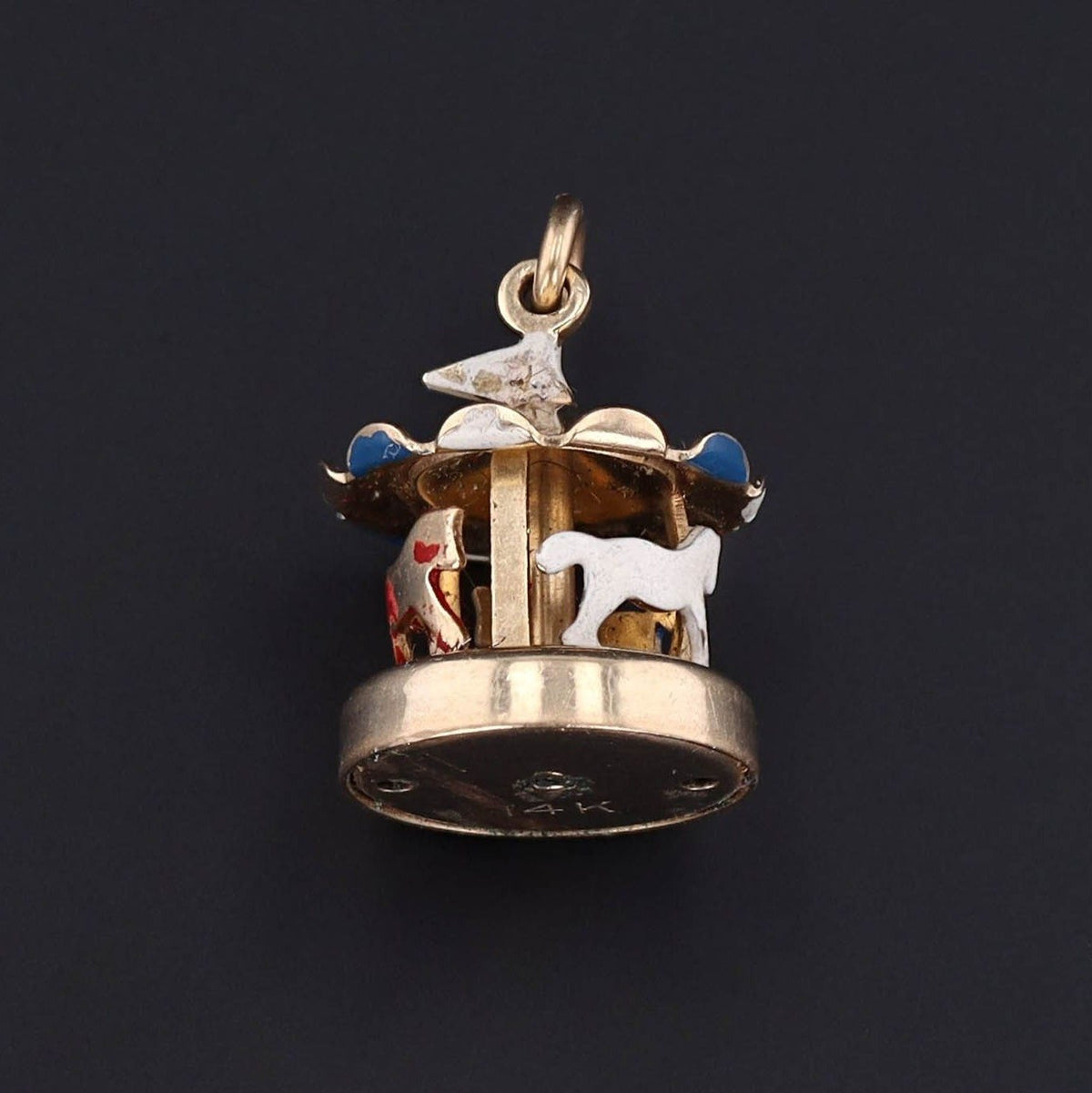 Carousel Charm or Pendant | 14k Gold &amp; Enamel Charm - Trademark Antiques