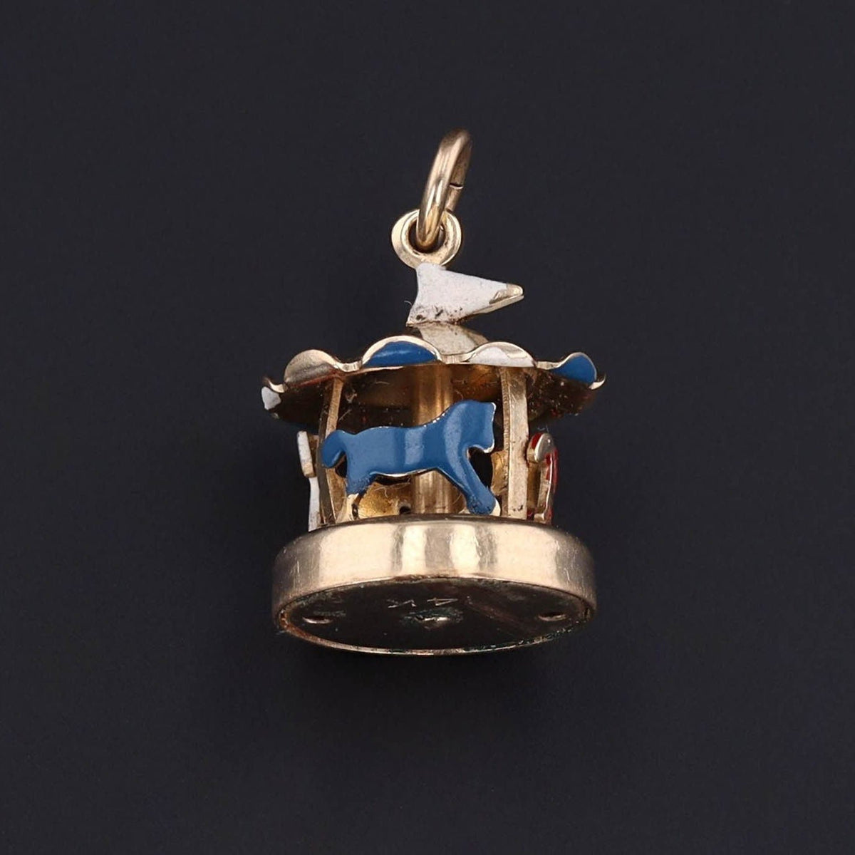Carousel Charm or Pendant | 14k Gold &amp; Enamel Charm - Trademark Antiques