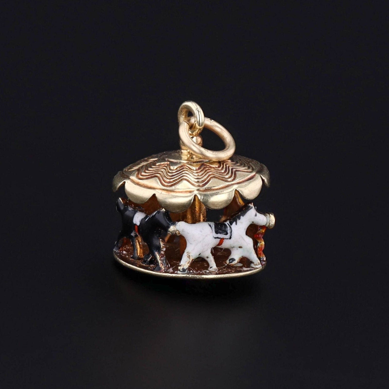 Carousel Charm or Pendant | 14k Gold & Enamel Charm - Trademark Antiques