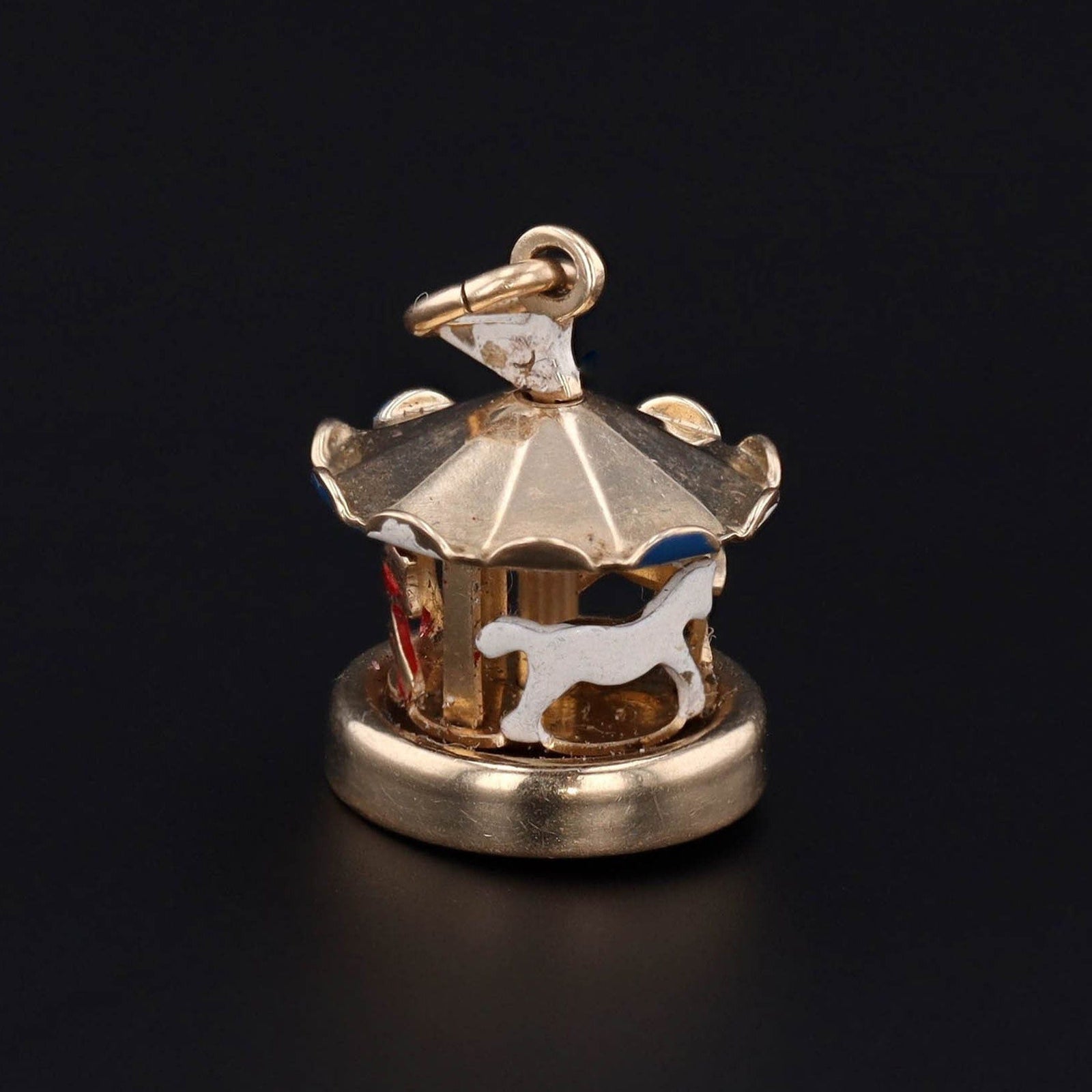 Carousel Charm or Pendant | 14k Gold & Enamel Charm - Trademark Antiques