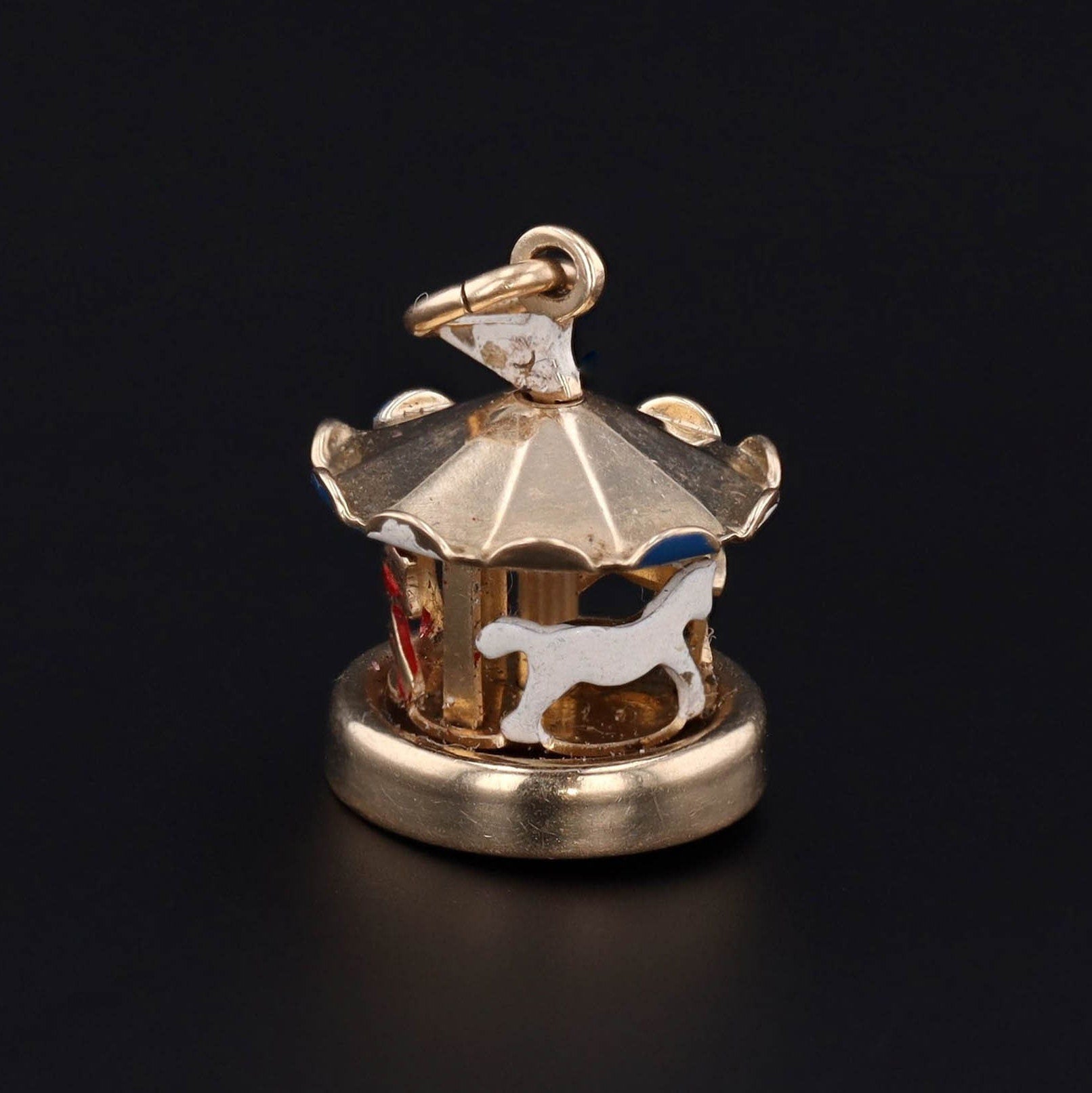 Carousel Charm or Pendant | 14k Gold & Enamel Charm - Trademark Antiques