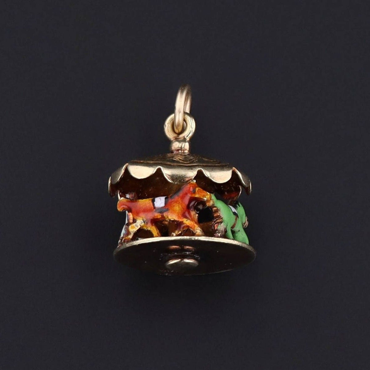Carousel Charm or Pendant | 14k Gold &amp; Enamel Charm - Trademark Antiques