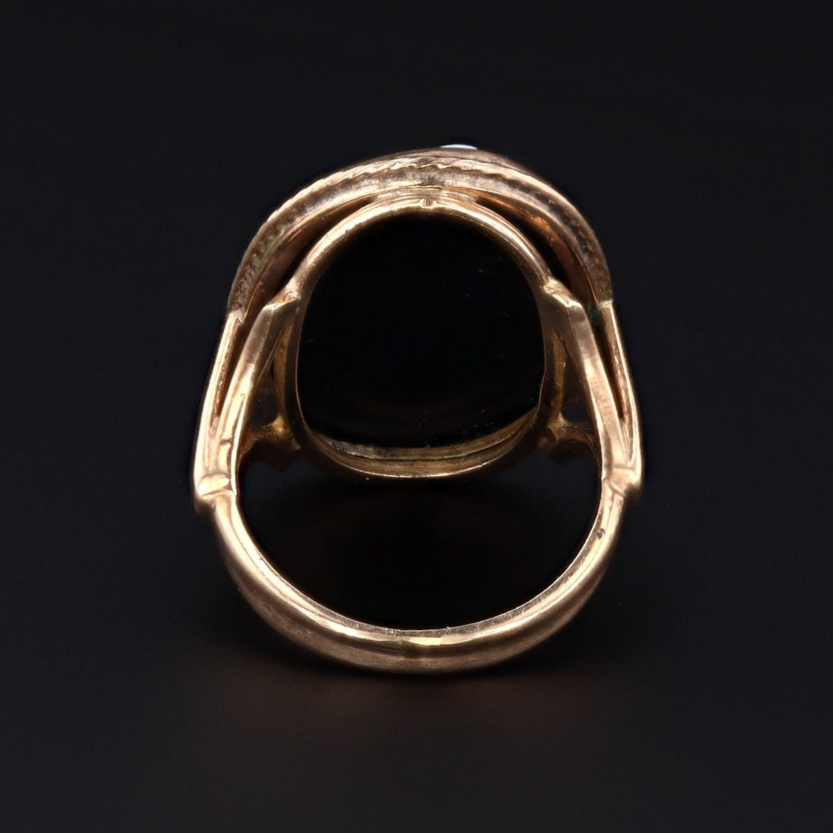 Carved Banded Agate Flower Ring | Antique Flower Cameo Ring - Trademark Antiques