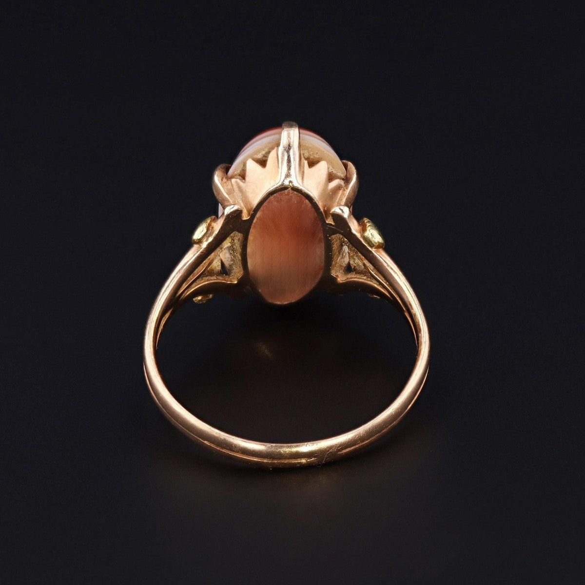 Carved Sardonyx Thistle Ring | Antique Flower Ring - Trademark Antiques