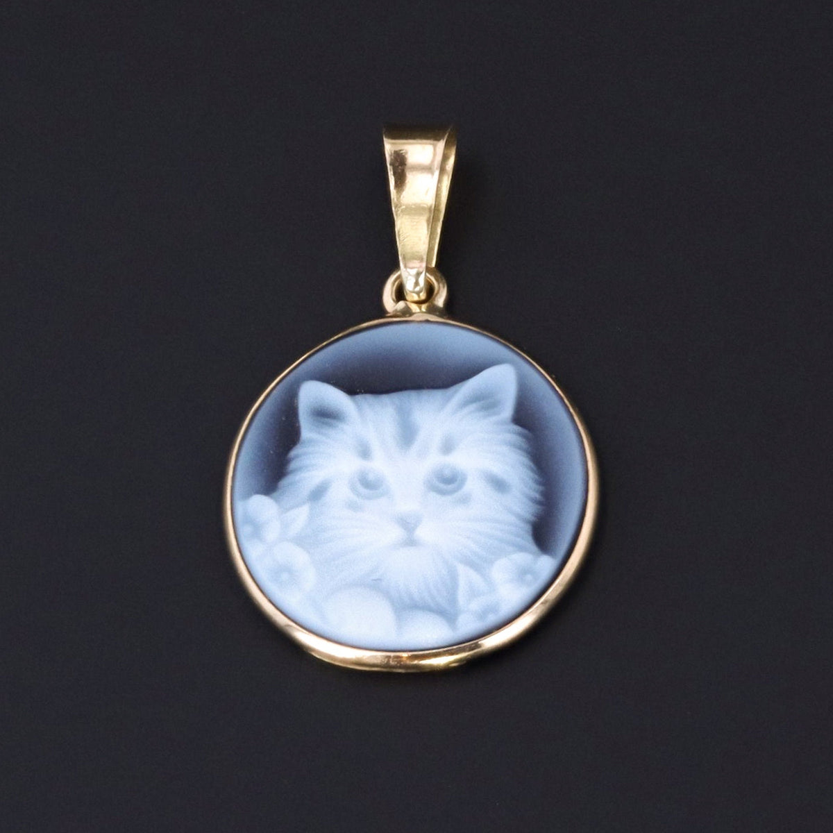 Cat Pendant | 14k Gold Cat Charm - Trademark Antiques